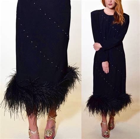 1920s chanel black dress with ostrich feather hem|Vintage Ostrich Feather .